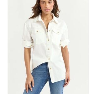 White Button-Down Western Shirt for Women